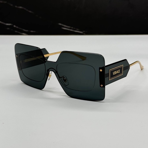 NEW MOD 2277 1002/87 VERSACE BLACK RIMLESS SQUARE VE2277 100287 WOMEN SUNGLASSES - Picture 8 of 11